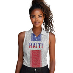 Custom Afro-Haitians Football Women Sleeveless Polo Shirt Paisley Flag Pattern Design - African Pride