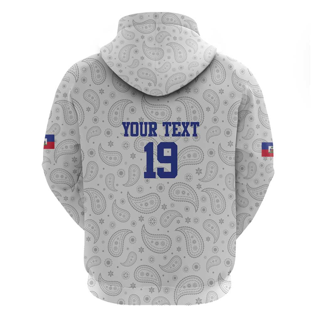 Custom Afro-Haitians Football Zip Hoodie Paisley Flag Pattern Design - African Pride