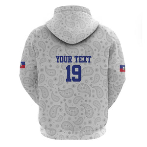 Custom Afro-Haitians Football Zip Hoodie Paisley Flag Pattern Design - African Pride