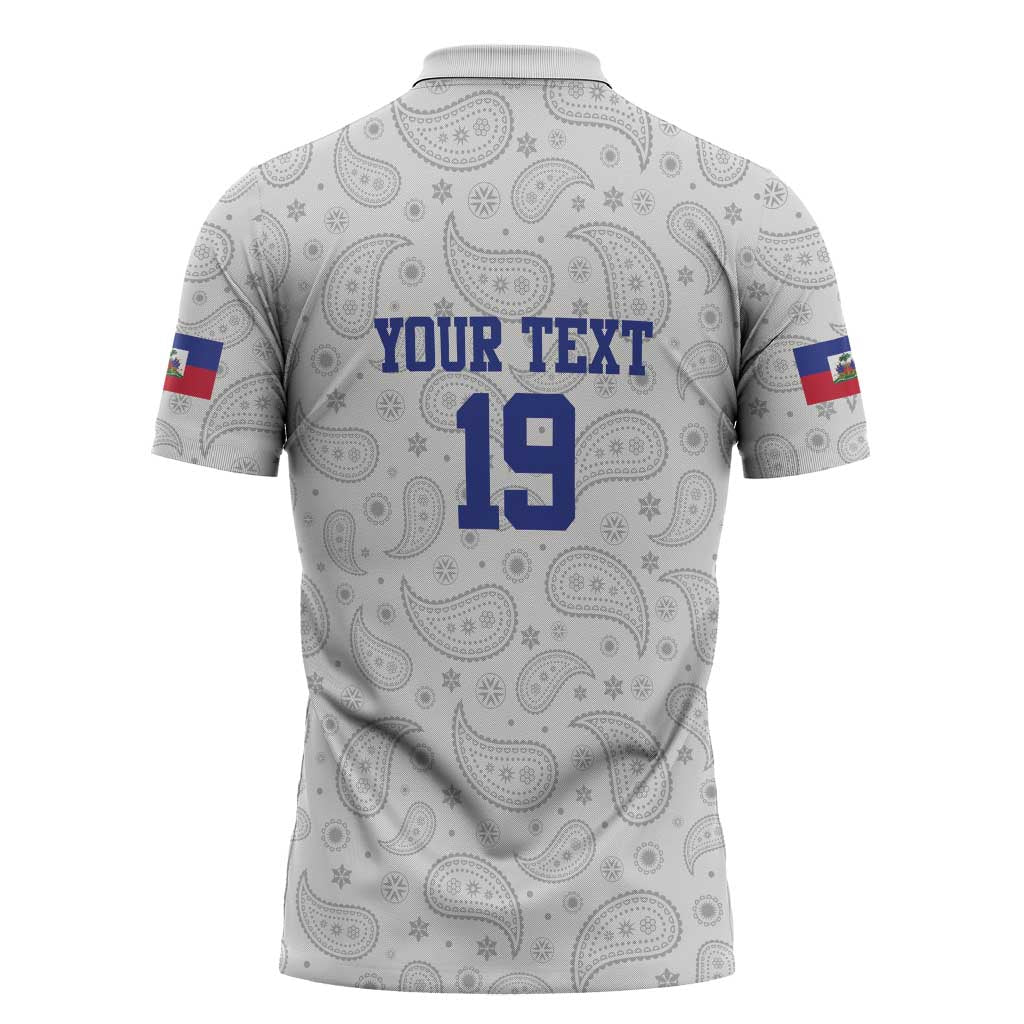 Custom Afro-Haitians Football Zipper Polo Shirt Paisley Flag Pattern Design