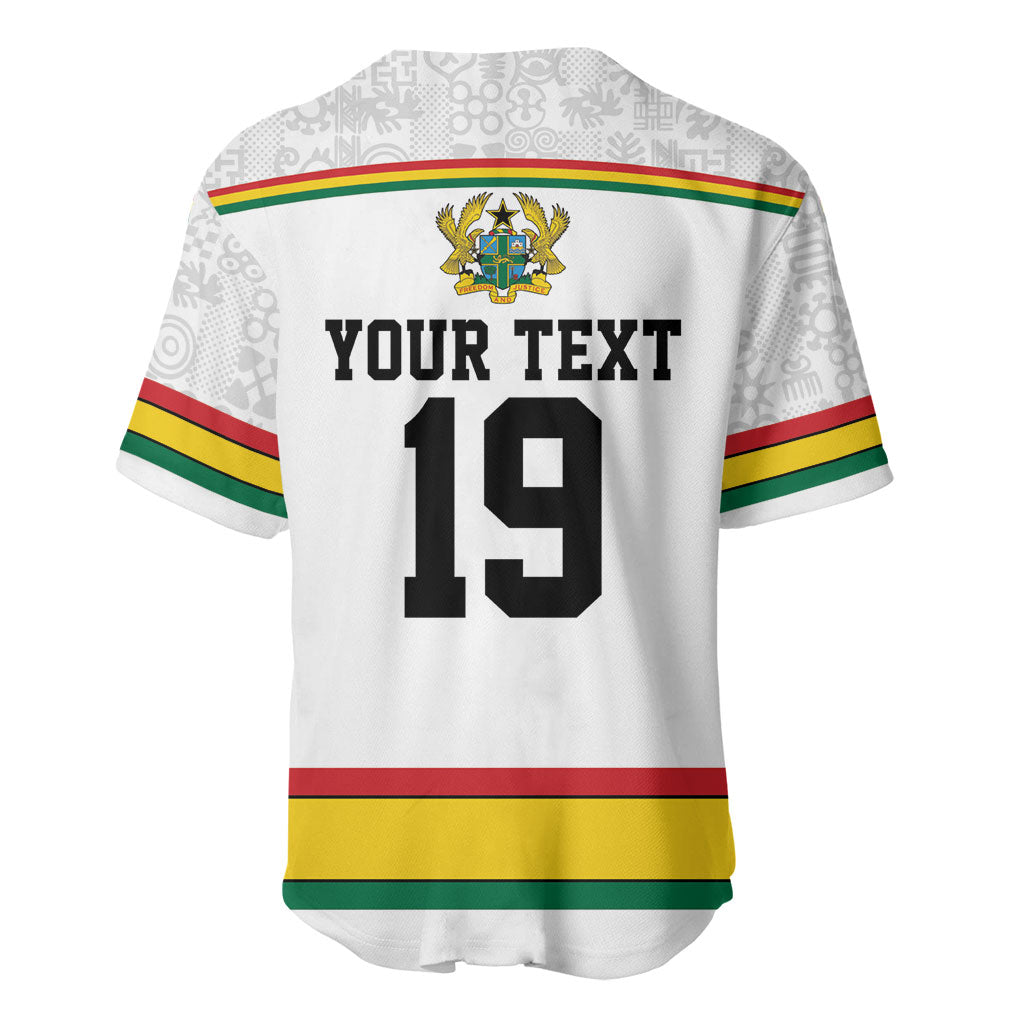 Custom World Football 2026 Ghana Baseball Jersey Black Star Adinkra Heritage White Version