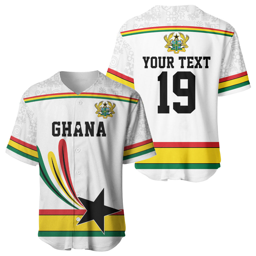 Custom World Football 2026 Ghana Baseball Jersey Black Star Adinkra Heritage White Version