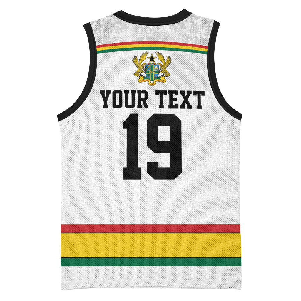 Custom World Football 2026 Ghana Basketball Jersey Black Star Adinkra Heritage White Version