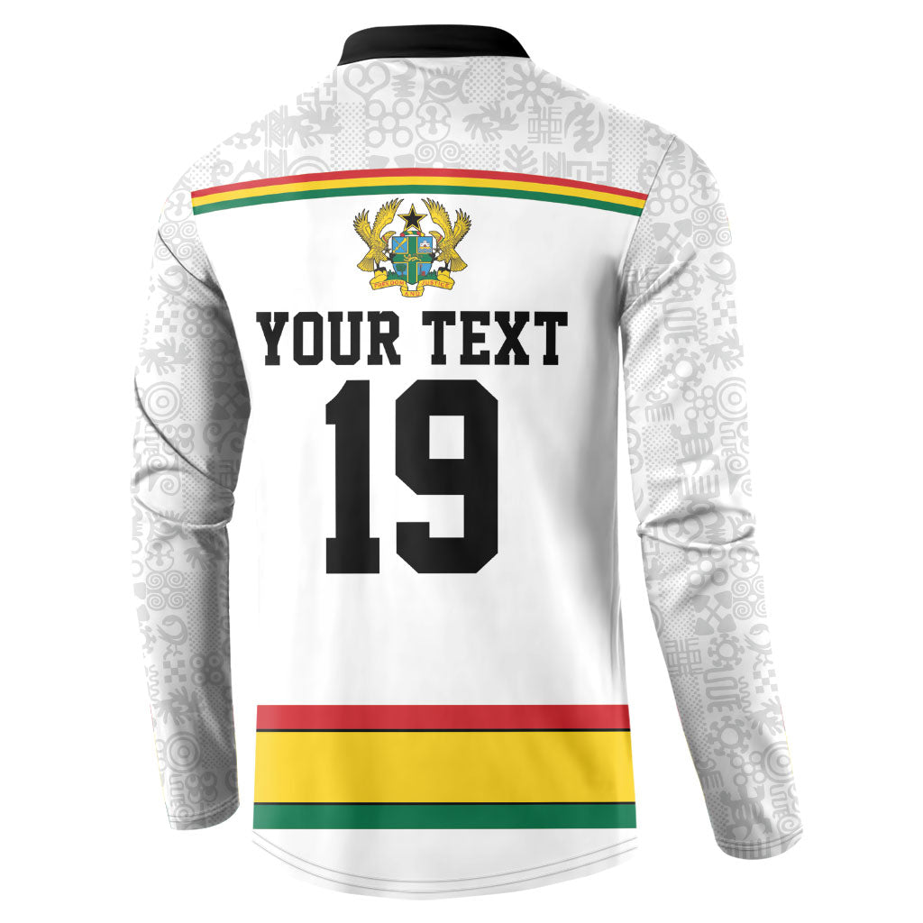 Custom World Football 2026 Ghana Button Sweatshirt Black Star Adinkra Heritage White Version