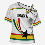 Custom World Football 2026 Ghana Cross Shoulder Shirt Black Star Adinkra Heritage White Version