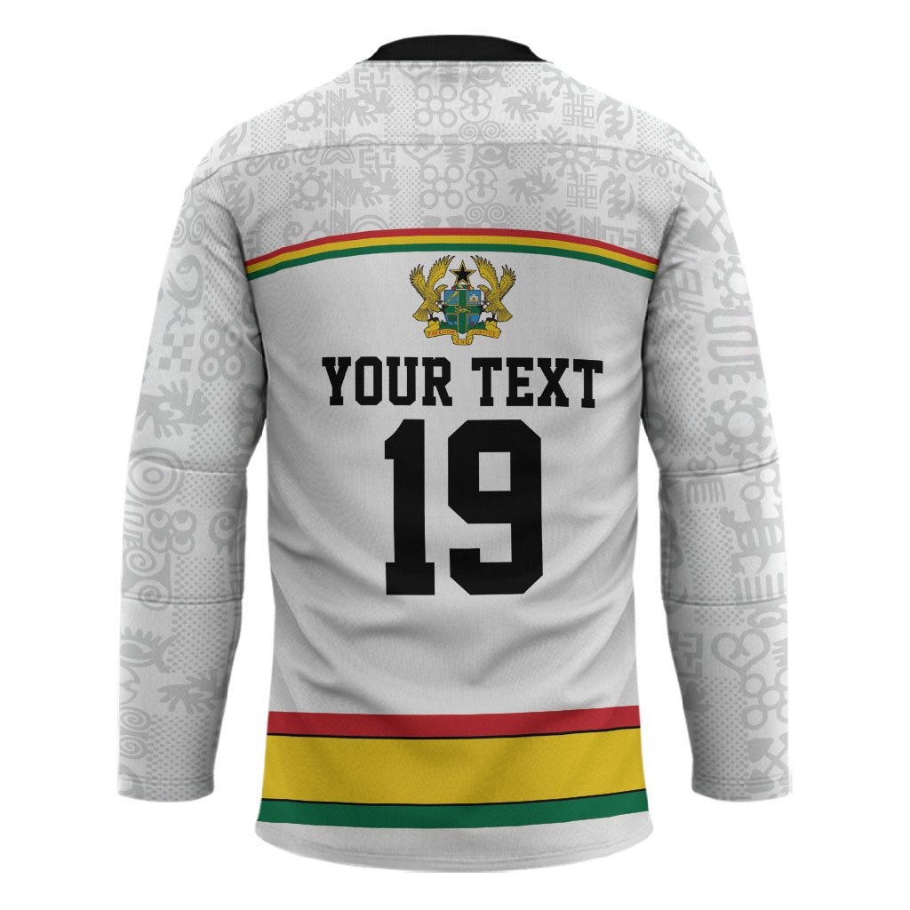 Custom World Football 2026 Ghana Hockey Jersey Black Star Adinkra Heritage White Version