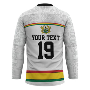 Custom World Football 2026 Ghana Hockey Jersey Black Star Adinkra Heritage White Version