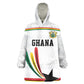 Custom World Football 2026 Ghana Kid Wearable Blanket Hoodie Black Star Adinkra Heritage White Version
