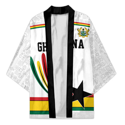 Custom World Football 2026 Ghana Kimono Black Star Adinkra Heritage White Version