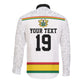 Custom World Football 2026 Ghana Long Sleeve Button Shirt Black Star Adinkra Heritage White Version