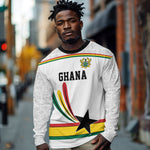 Custom World Football 2026 Ghana Long Sleeve Shirt Black Star Adinkra Heritage White Version