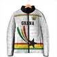 Custom World Football 2026 Ghana Padded Jacket Black Star Adinkra Heritage White Version