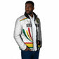 Custom World Football 2026 Ghana Padded Jacket Black Star Adinkra Heritage White Version
