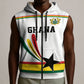 Custom World Football 2026 Ghana Sleeveless Zip Hoodie Black Star Adinkra Heritage White Version