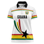 Custom World Football 2026 Ghana Women Polo Shirt Black Star Adinkra Heritage White Version