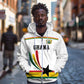 Custom World Football 2026 Ghana Zip Hoodie Black Star Adinkra Heritage White Version