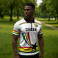 Custom World Football 2026 Ghana Zipper Polo Shirt Black Star Adinkra Heritage White Version