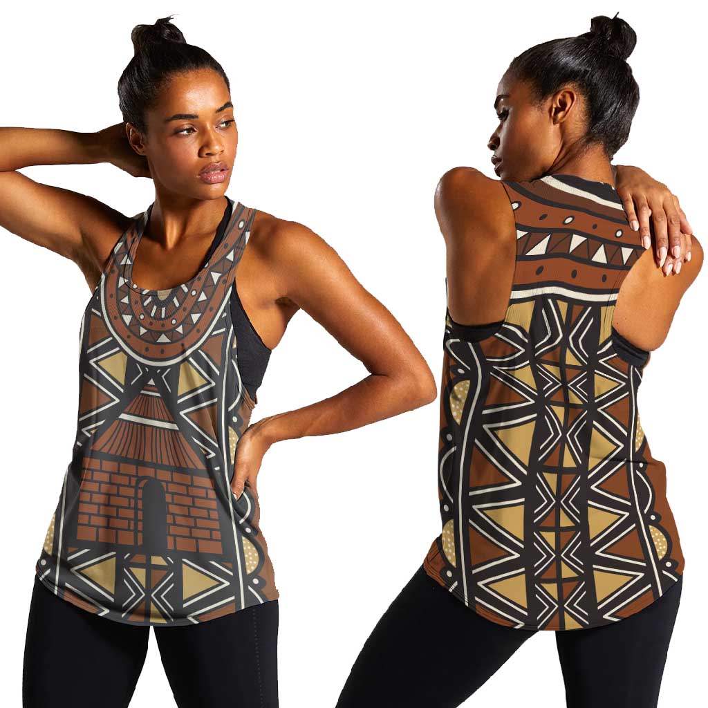 Mali Mud Cloth Village Legacy Women Racerback Tank African Tribal Pattern - African Pride