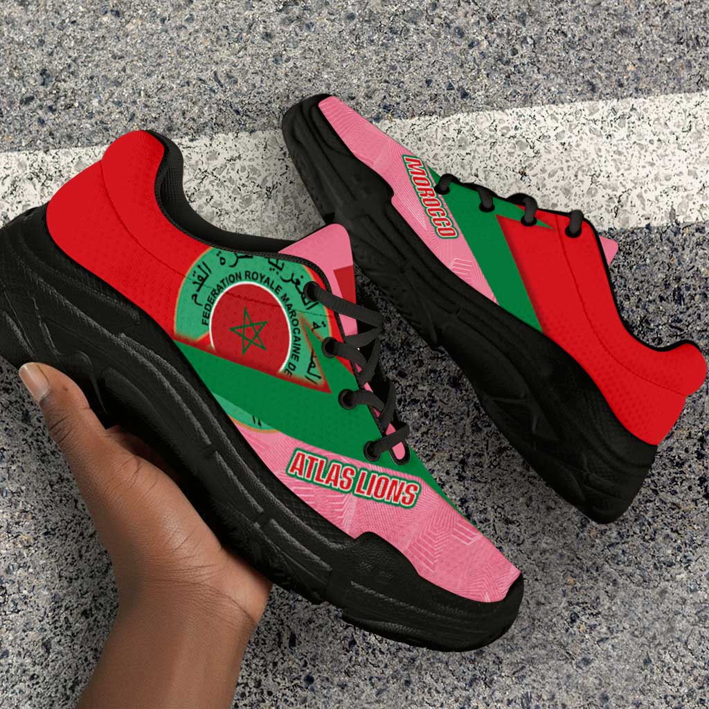 Morocco 2026 World Football Chunky Sneakers Atlas Lions Pink And Flag Color