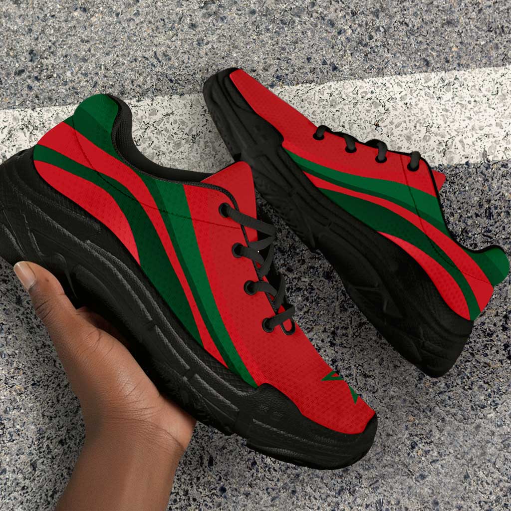 Morocco Football Chunky Sneakers Flag-Inspired Curve Style