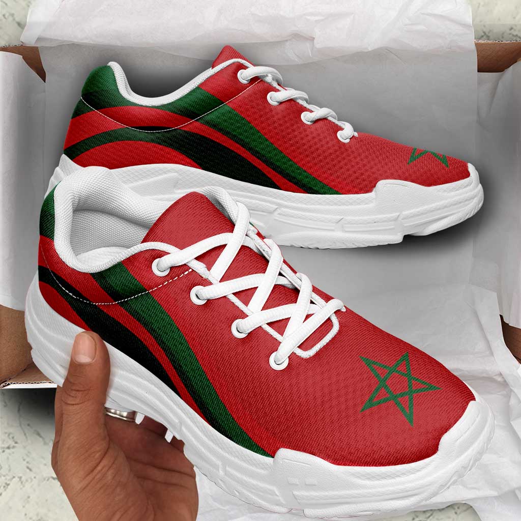 Morocco Football Chunky Sneakers Flag-Inspired Curve Style