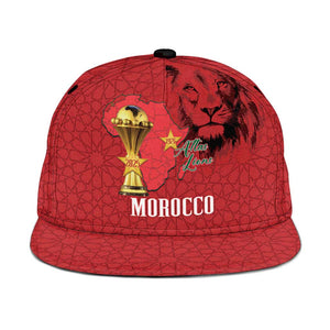 Morocco Football Snapback Cap Atlas Lions Champions African Red Islamic Pattern