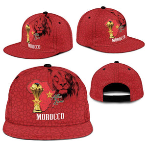 Morocco Football Snapback Cap Atlas Lions Champions African Red Islamic Pattern