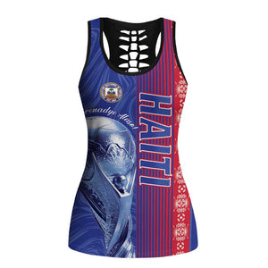Personalized Afro-Haiti Football Hollow Tank Top 2026 Grenadye Alaso Blue Version - African Pride