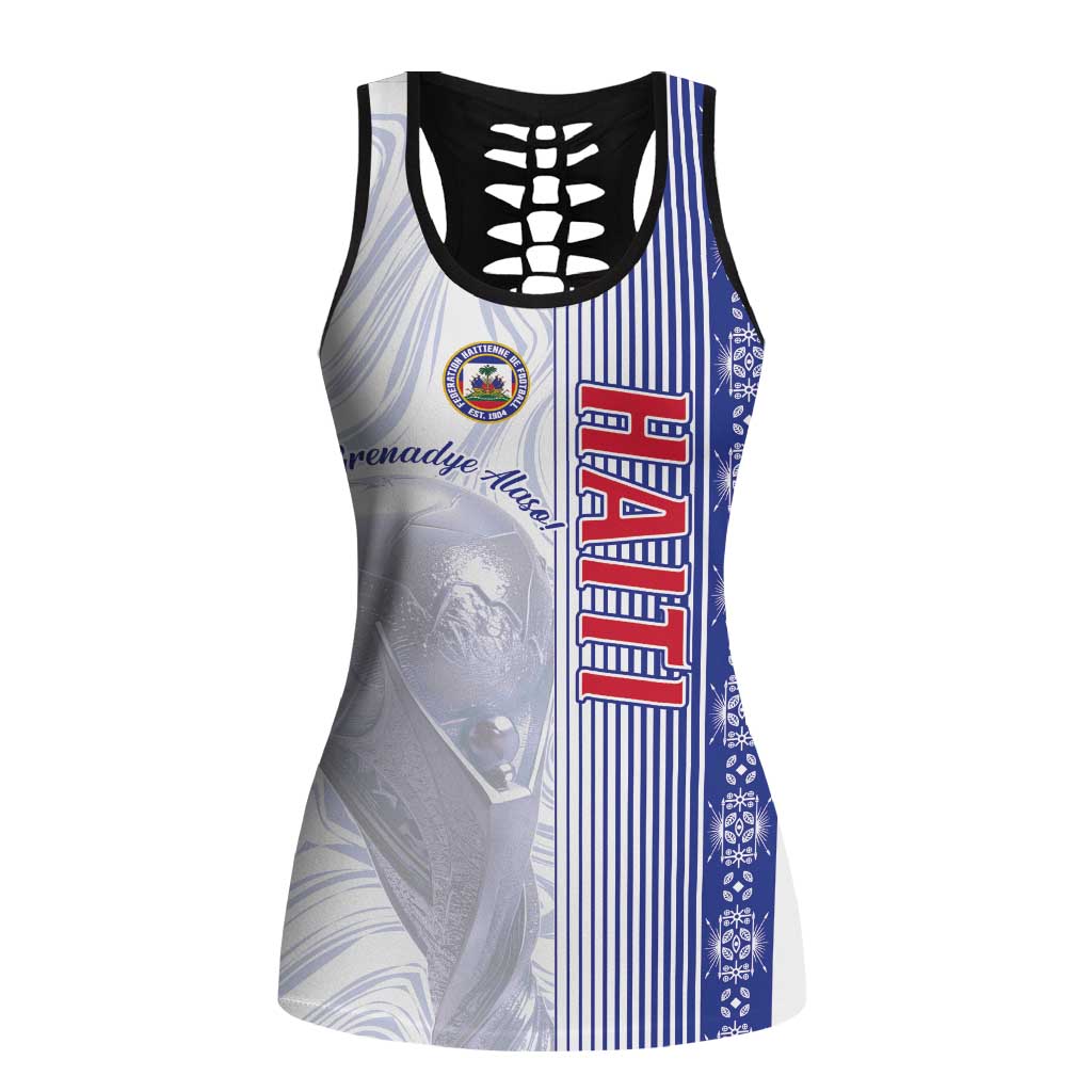 Personalized Afro-Haiti Football Hollow Tank Top 2026 Grenadye Alaso White Version - African Pride