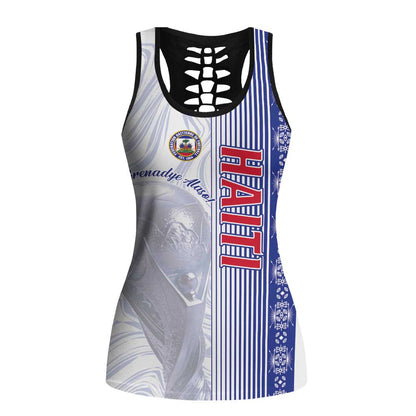 Personalized Afro-Haiti Football Hollow Tank Top 2026 Grenadye Alaso White Version - African Pride