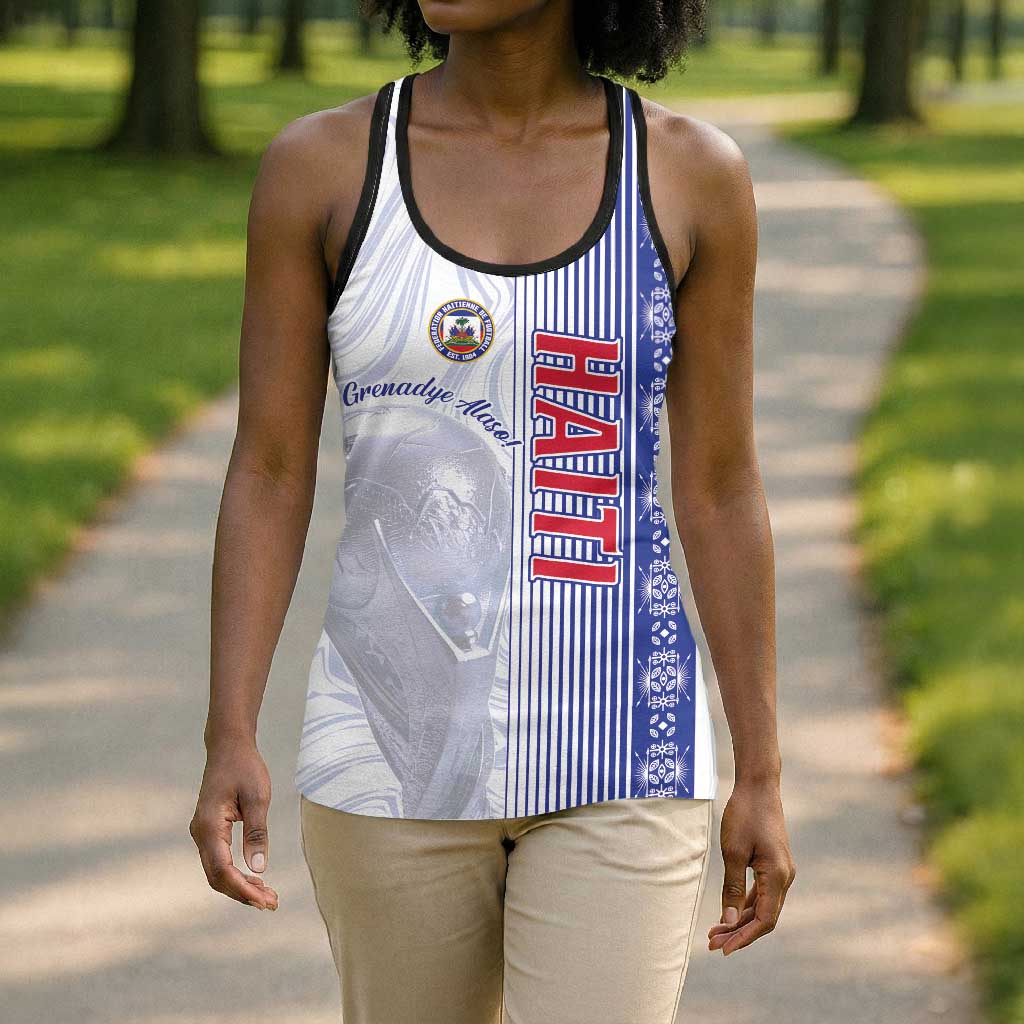 Personalized Afro-Haiti Football Hollow Tank Top 2026 Grenadye Alaso White Version - African Pride