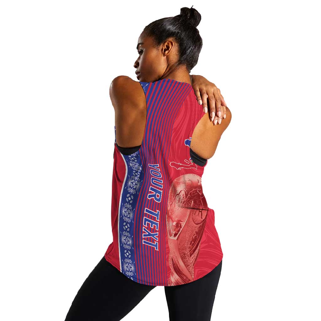 Personalized  Afro-Haiti Football Women Racerback Tank 2026 Grenadye Alaso Red Version - African Pride