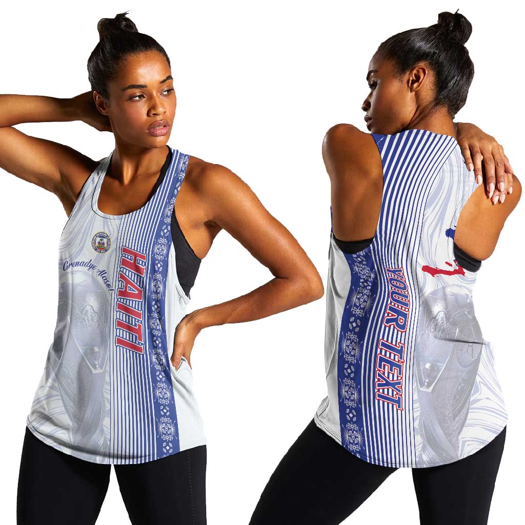 Personalized  Afro-Haiti Football Women Racerback Tank 2026 Grenadye Alaso White Version - African Pride