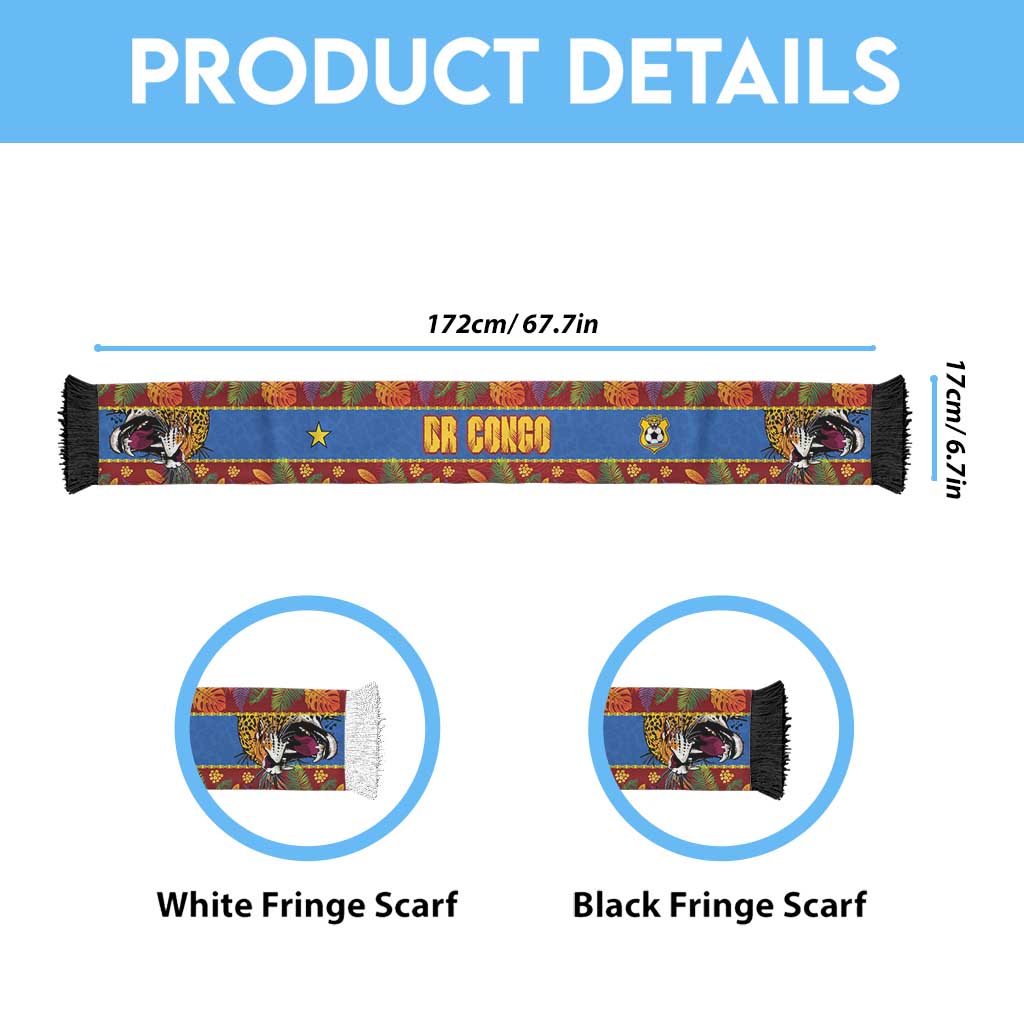 Personalized DR Congo National Football Soccer Scarf The Leopards Tropical Jungle Leaf Botanical Art