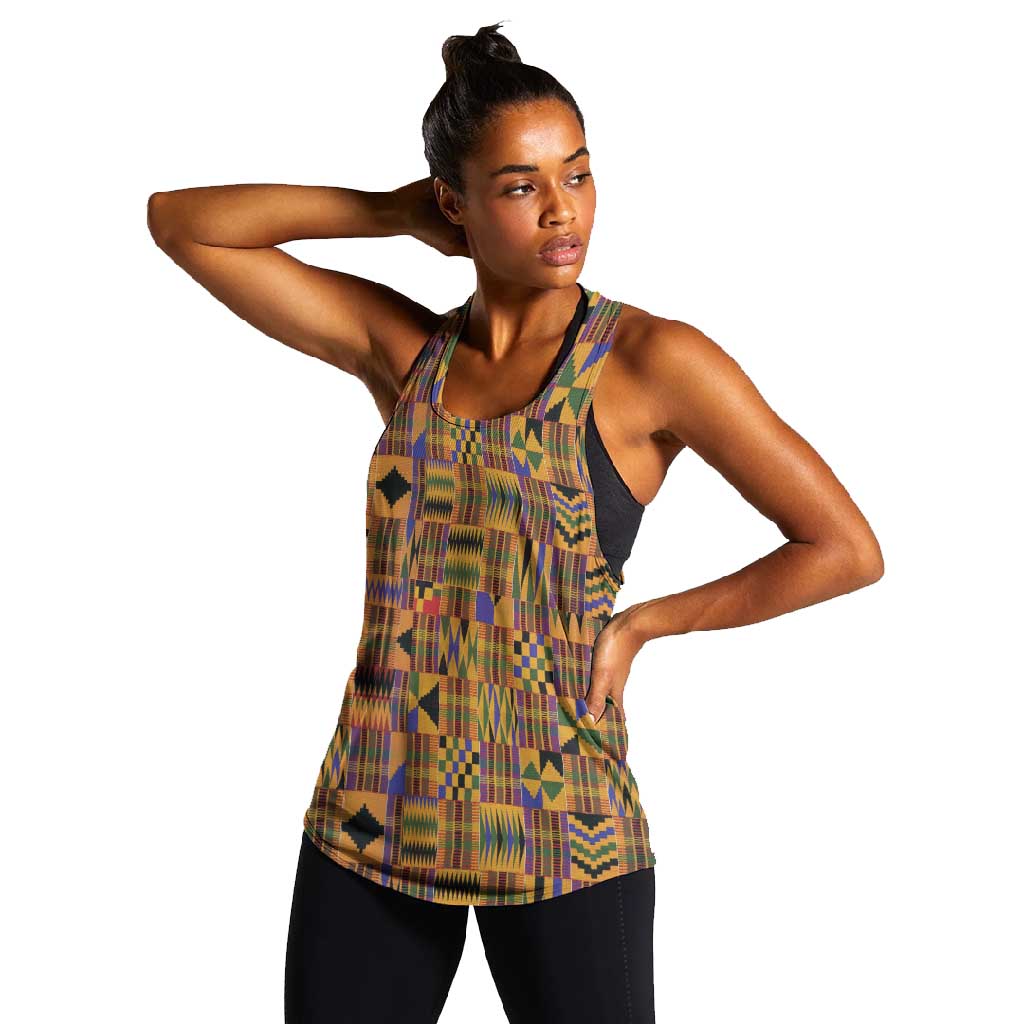Personalized Kente African Pattern Women Racerback Tank - African Pride