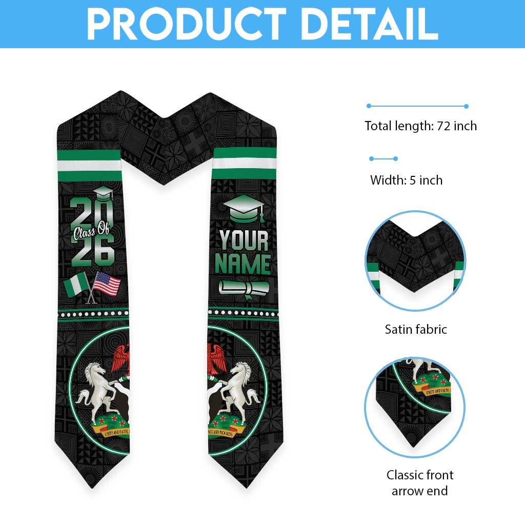 Personalized Nigeria Graduation Stole With Coat Of Arms