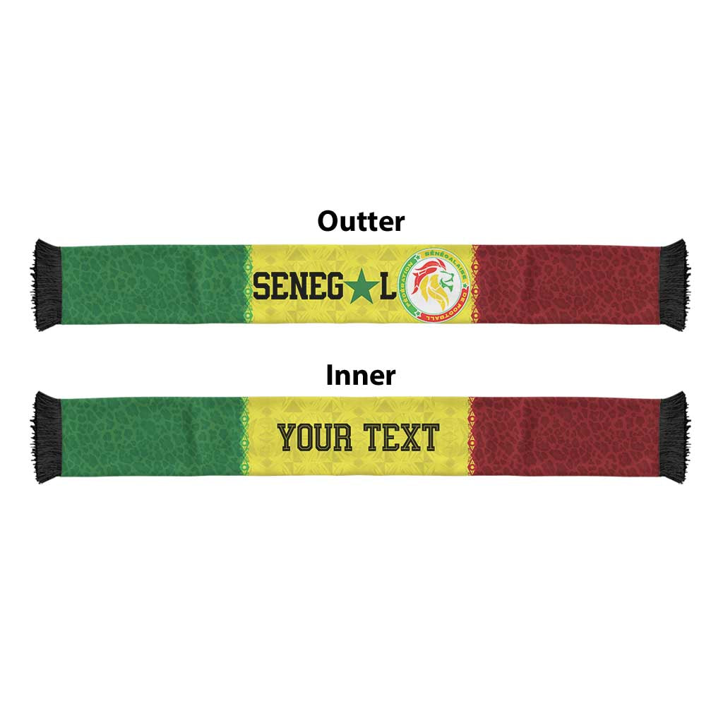 Personalized Senegal National Football Soccer Scarf Lions Of Teranga Leopard Print Tribal Flag Graphic