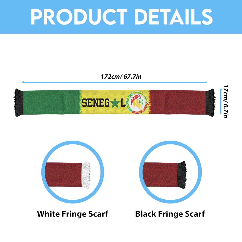 Personalized Senegal National Football Soccer Scarf Lions Of Teranga Leopard Print Tribal Flag Graphic