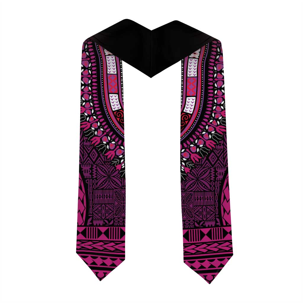 Pink Dashiki and Tapa Pattern Graduation Stole Africa-Polynesia Together Culture