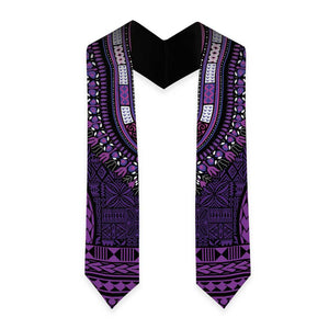 Purple Dashiki and Tapa Pattern Graduation Stole Africa-Polynesia Together Culture