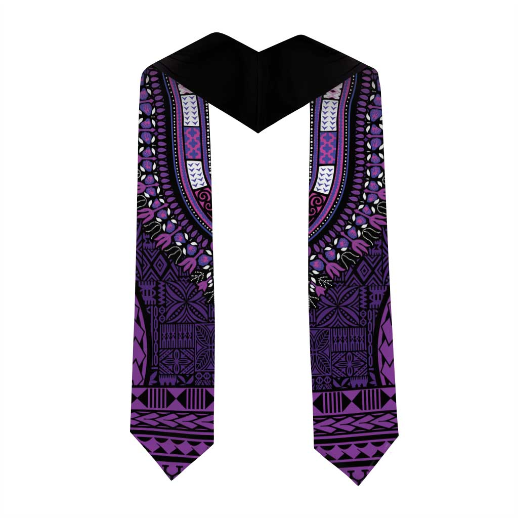 Purple Dashiki and Tapa Pattern Graduation Stole Africa-Polynesia Together Culture
