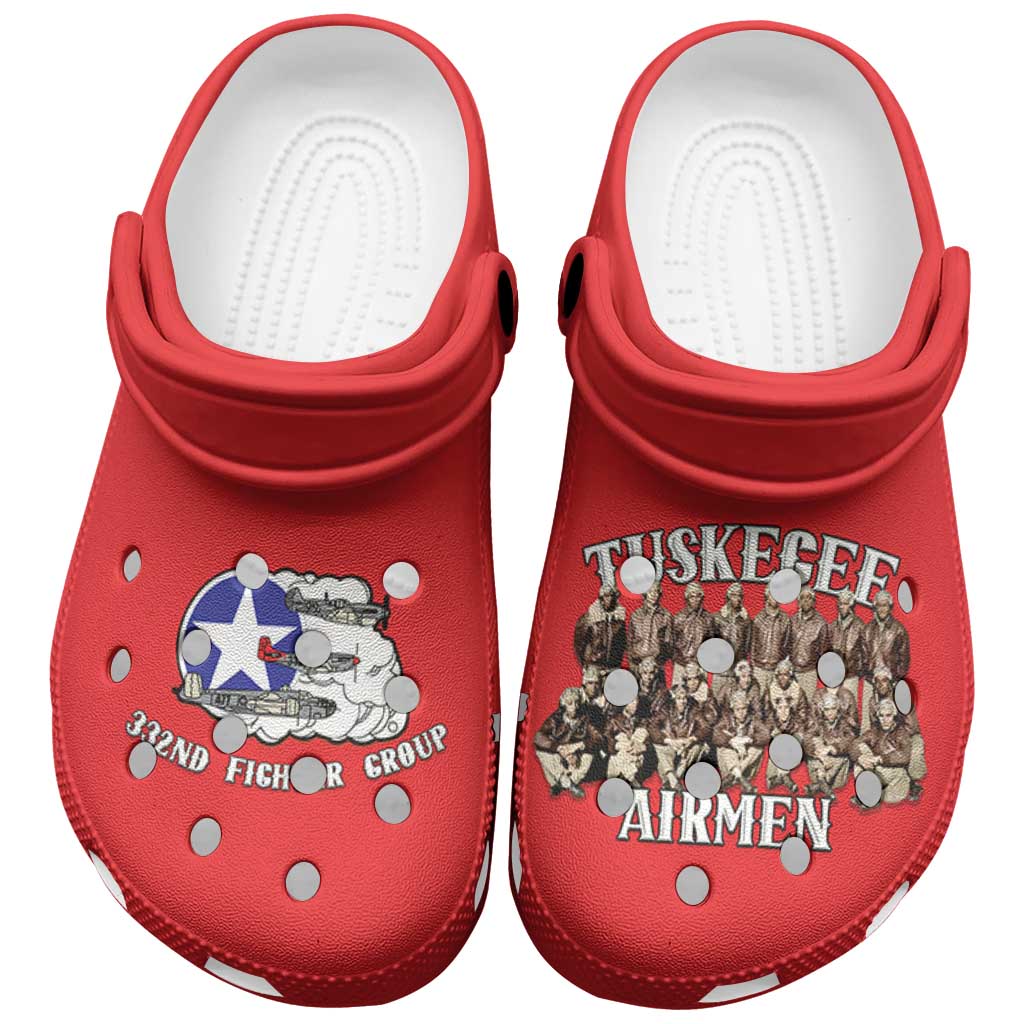 Remembering the Red Tail Heroes Clogs Shoes Tuskegee Airmen Legacy - Red - African Pride