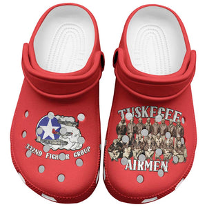 Remembering the Red Tail Heroes Clogs Shoes Tuskegee Airmen Legacy - Red - African Pride