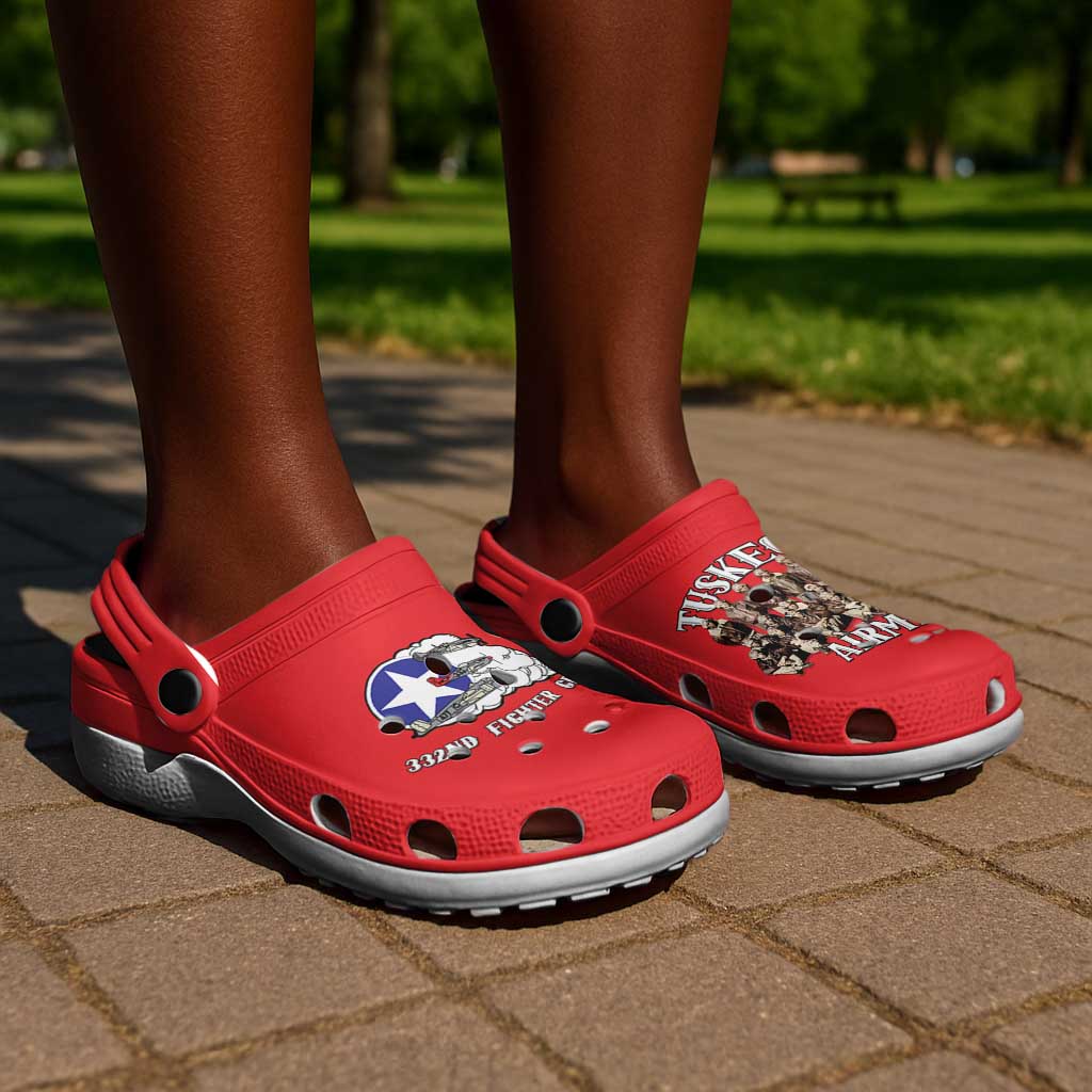Remembering the Red Tail Heroes Clogs Shoes Tuskegee Airmen Legacy - Red - African Pride