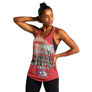 Remembering the Red Tail Heroes Women Racerback Tank Tuskegee Airmen Legacy - Red - African Pride
