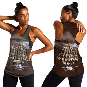 Remembering the Red Tail Heroes Women Racerback Tank Tuskegee Airmen Legacy Retro Style - African Pride