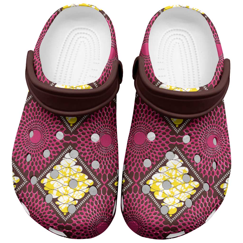 Ruby Gold African Ankara Pattern Clogs Shoes by African Pride Shop