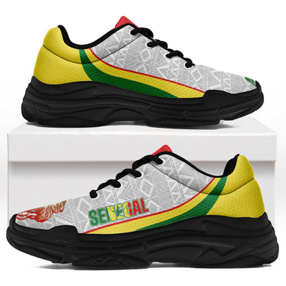 Senegal 2026 Football Chunky Sneakers Go Lions African Pattern Curve Stylized - African Pride