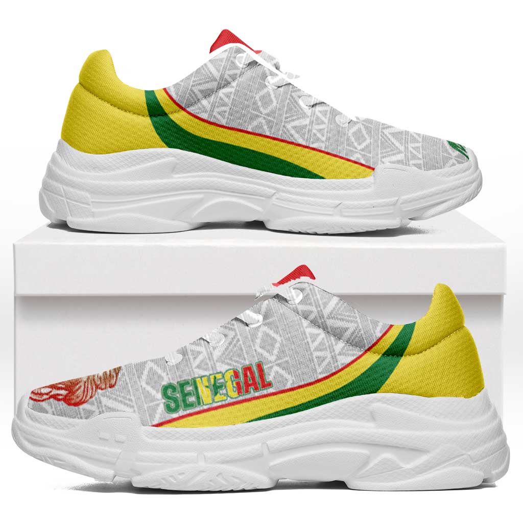 Senegal 2026 Football Chunky Sneakers Go Lions African Pattern Curve Stylized - African Pride