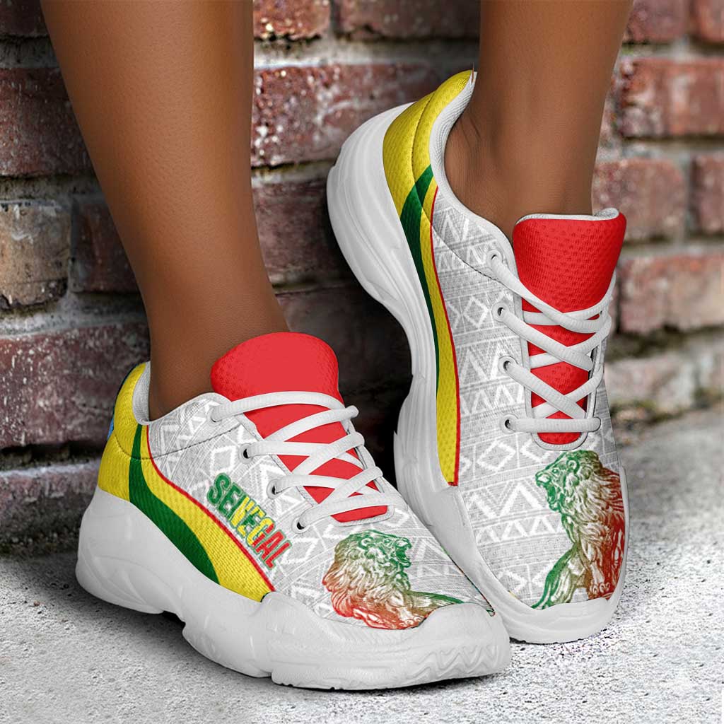 Senegal 2026 Football Chunky Sneakers Go Lions African Pattern Curve Stylized - African Pride